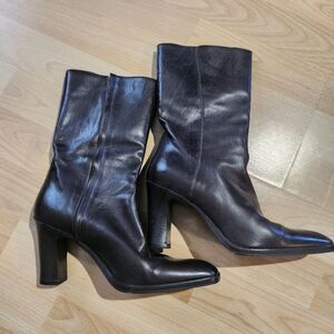 DONNA KARAN leather ankle boots